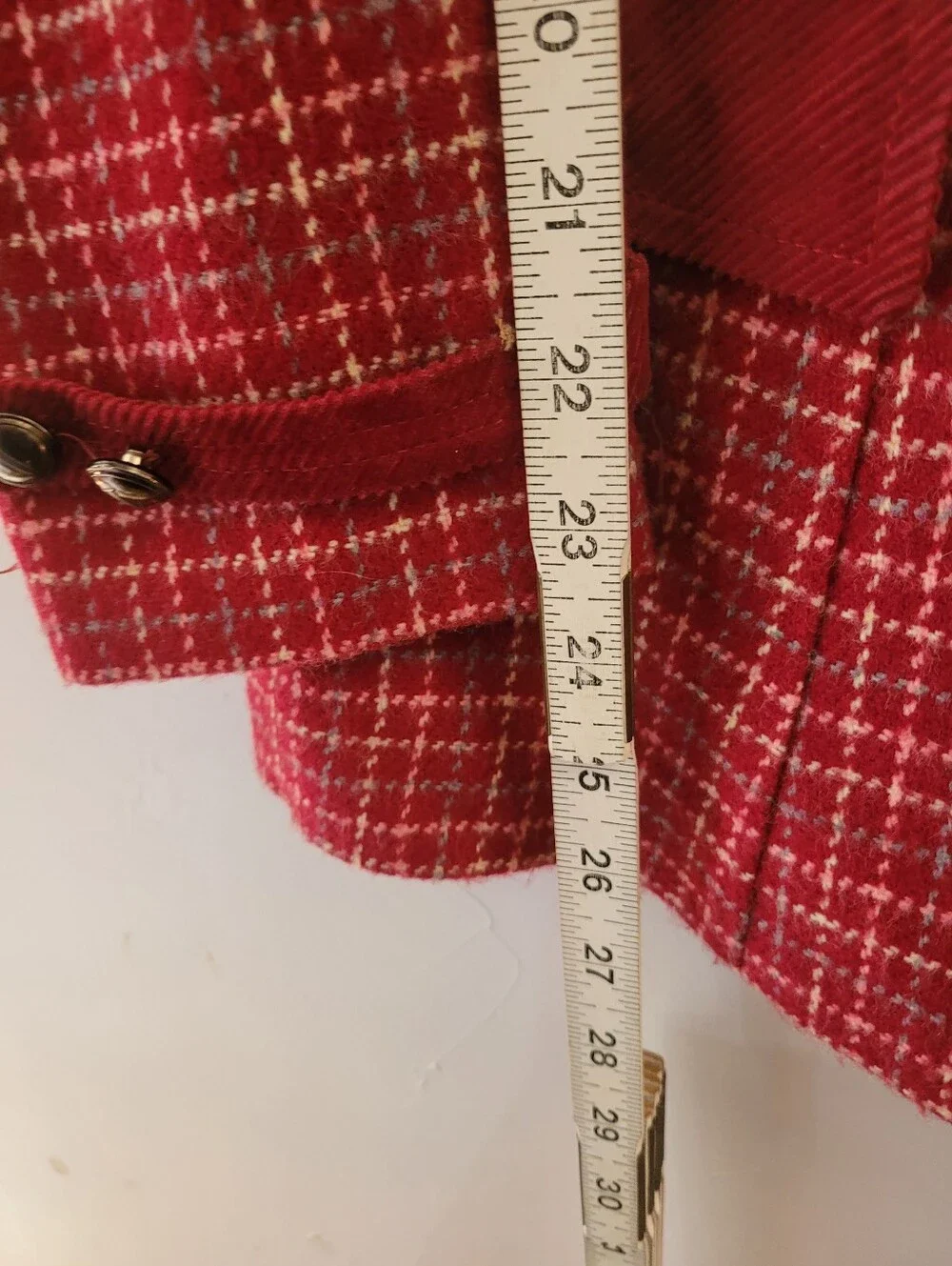 VTG Jantzen XS 40s Red Tweed Women's Jacket Corduroy Wide Collar